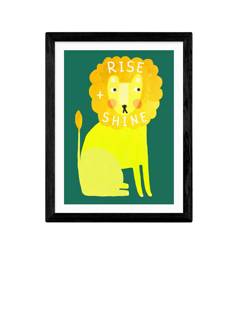 EAST END PRINTS Darcie Olley Rise and Shine Lion Framed Print, 33.4x28.4cm