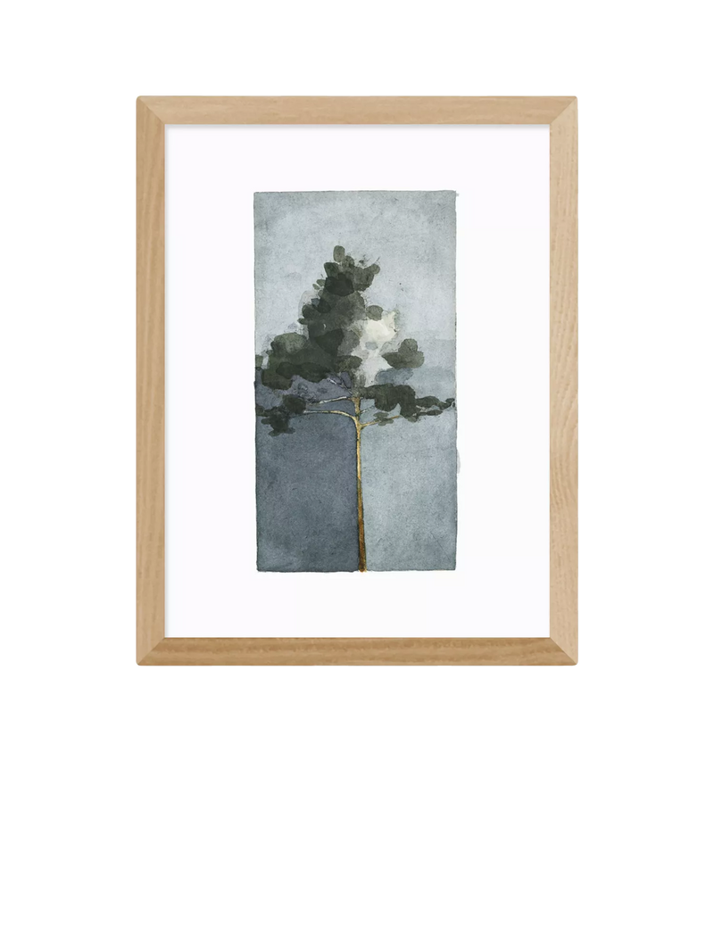 EAST END PRINTS Jörgen Hansson 'Pine II' Framed Print, Oak Frame, 33.4 x 28.4cm