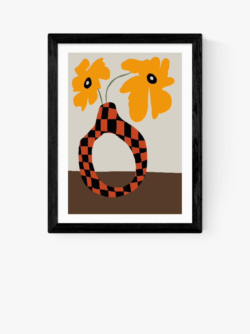 East End Prints small framed print modern pottery and flower (British brand)