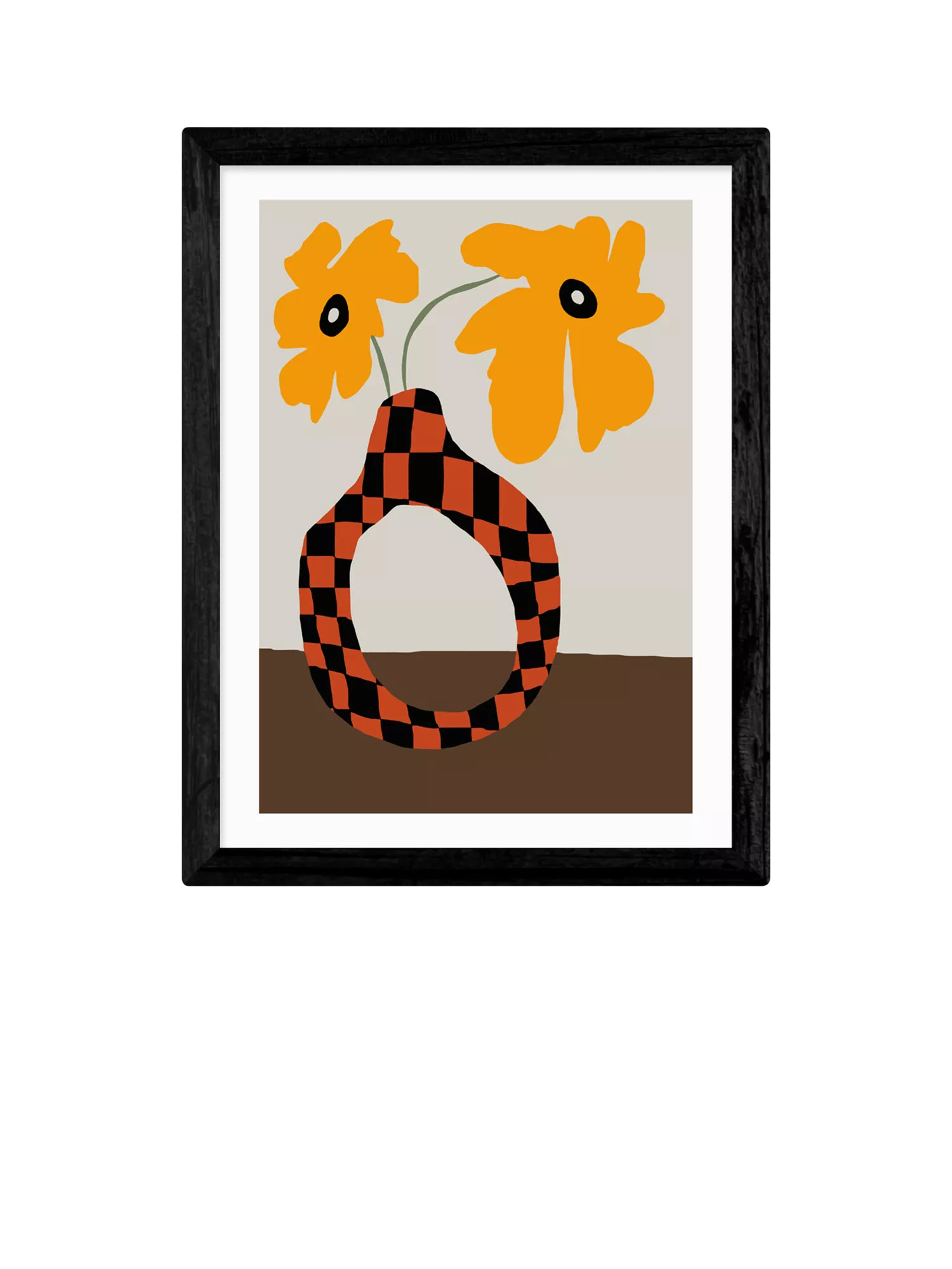EAST END PRINTS Miho Art Studio Modern Pottery & Flower Framed Print