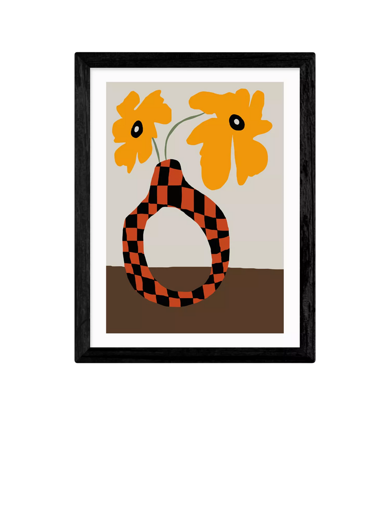 EAST END PRINTS Miho Art Studio Modern Pottery & Flower Framed Print