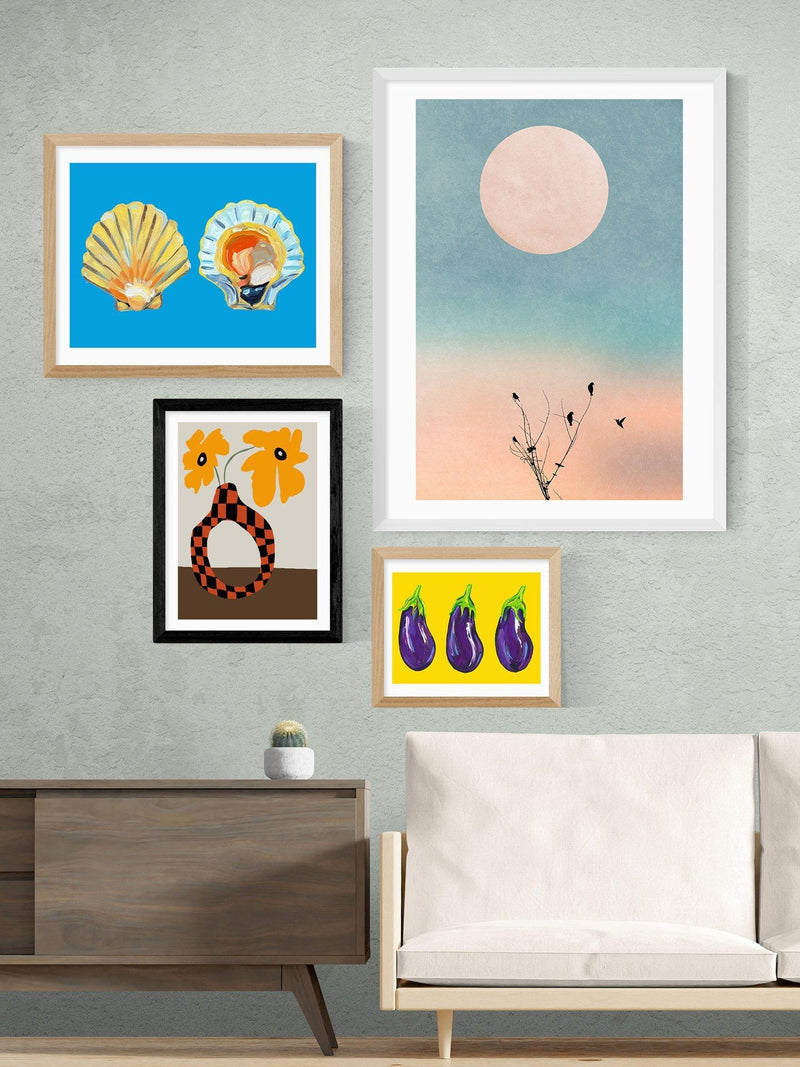 East End Prints small framed print modern pottery and flower (British brand)