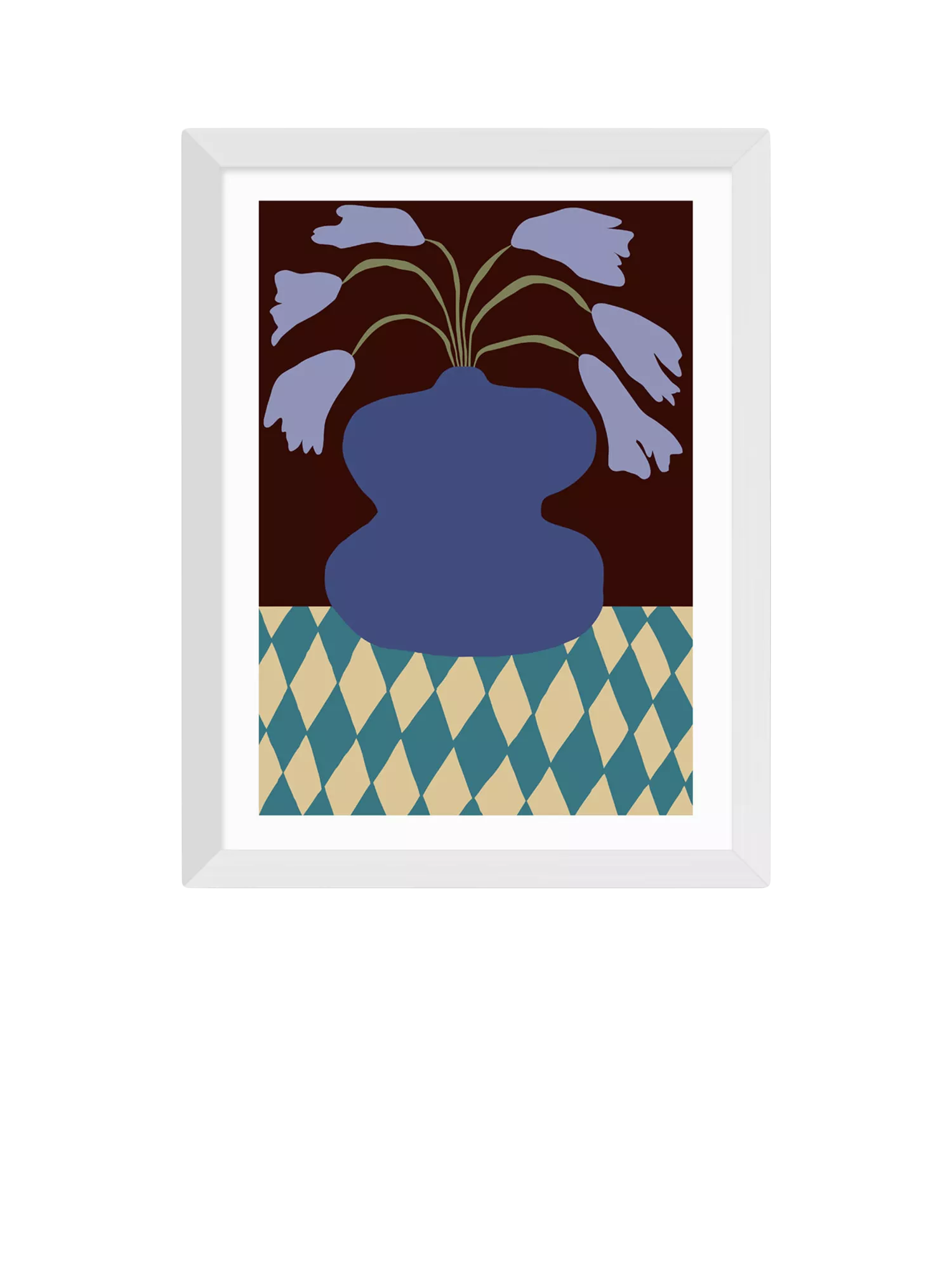 EAST END PRINTS Miho Art Studio 'Purple Pottery & Dropping Lily' Framed Print - Black Frame 43.4 x 33.4cm
