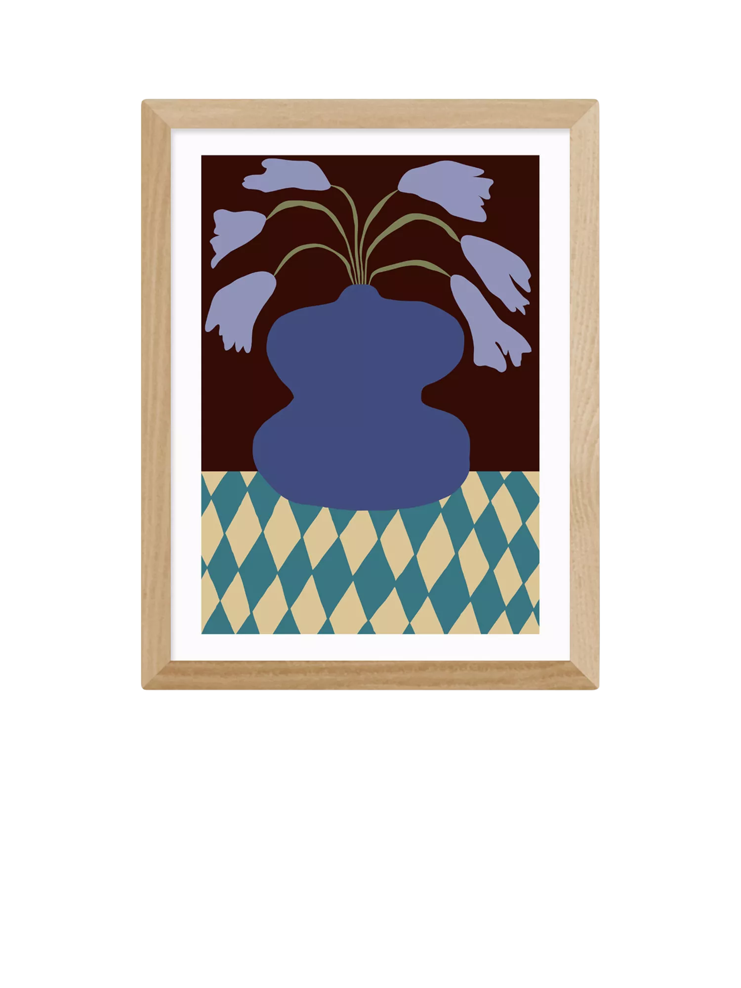 EAST END PRINTS Miho Art Studio 'Purple Pottery & Dropping Lily' Framed Print - White Frame 83.4 x 63.4cm