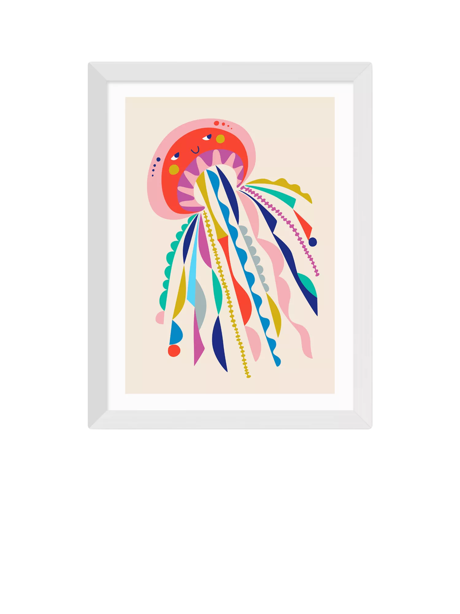 EAST END PRINTS Rachel Lee 'Jellyfish' Framed Print, White Frame, 43.4 x 33.4cm