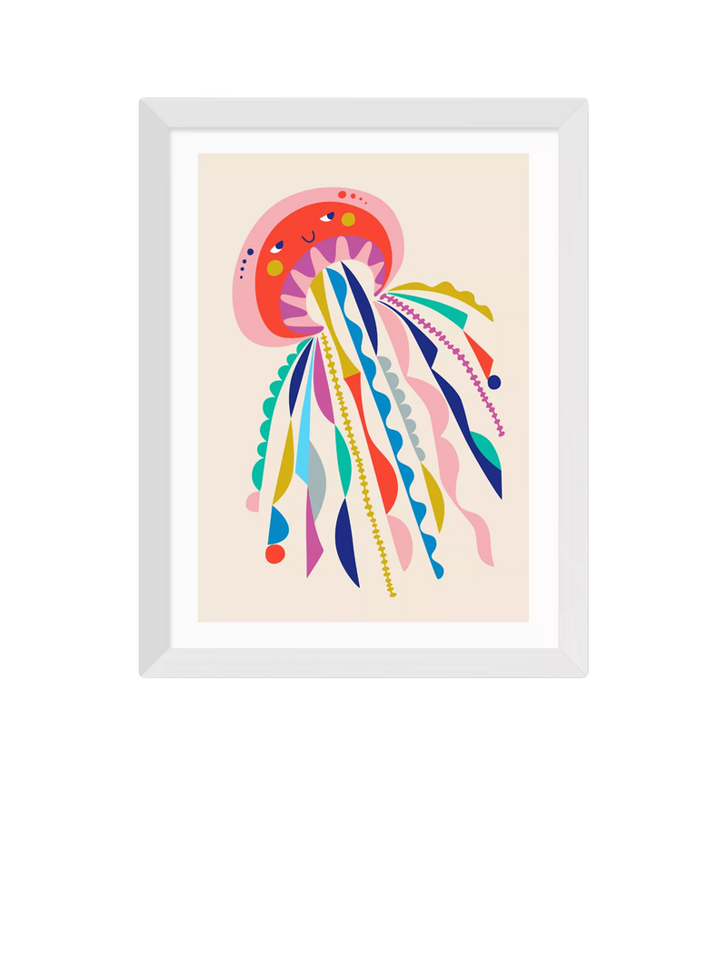 EAST END PRINTS Rachel Lee 'Jellyfish' Framed Print, White Frame, 43.4 x 33.4cm