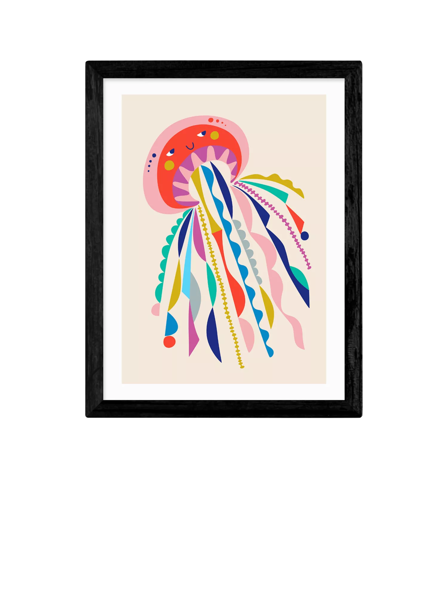EAST END PRINTS Rachel Lee 'Jellyfish' Framed Print, Black Frame, 33.4 x 28.4cm