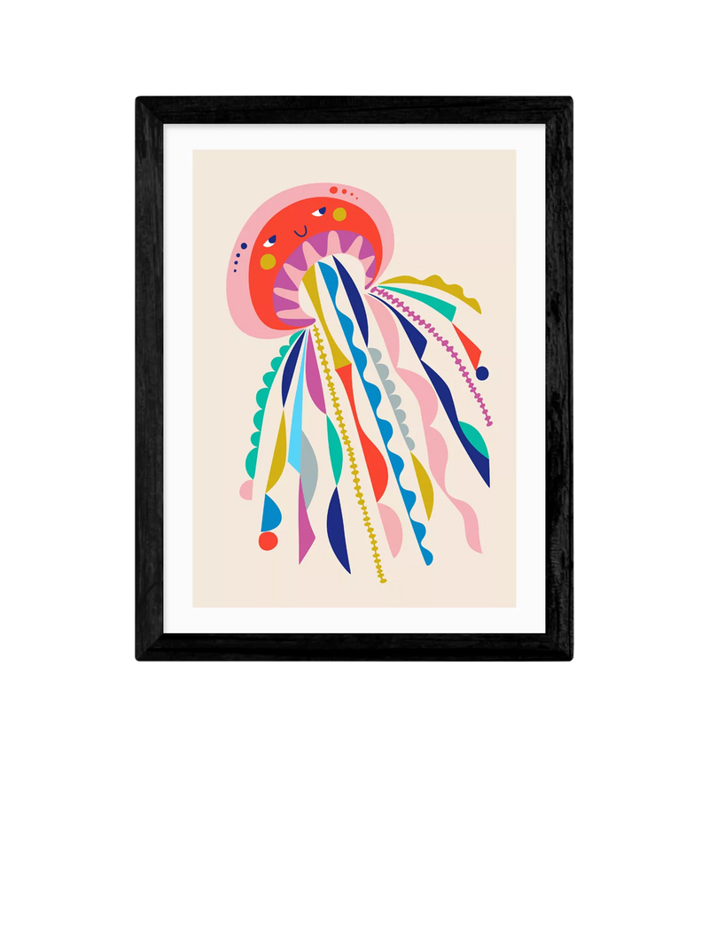 EAST END PRINTS Rachel Lee 'Jellyfish' Framed Print, Black Frame, 33.4 x 28.4cm