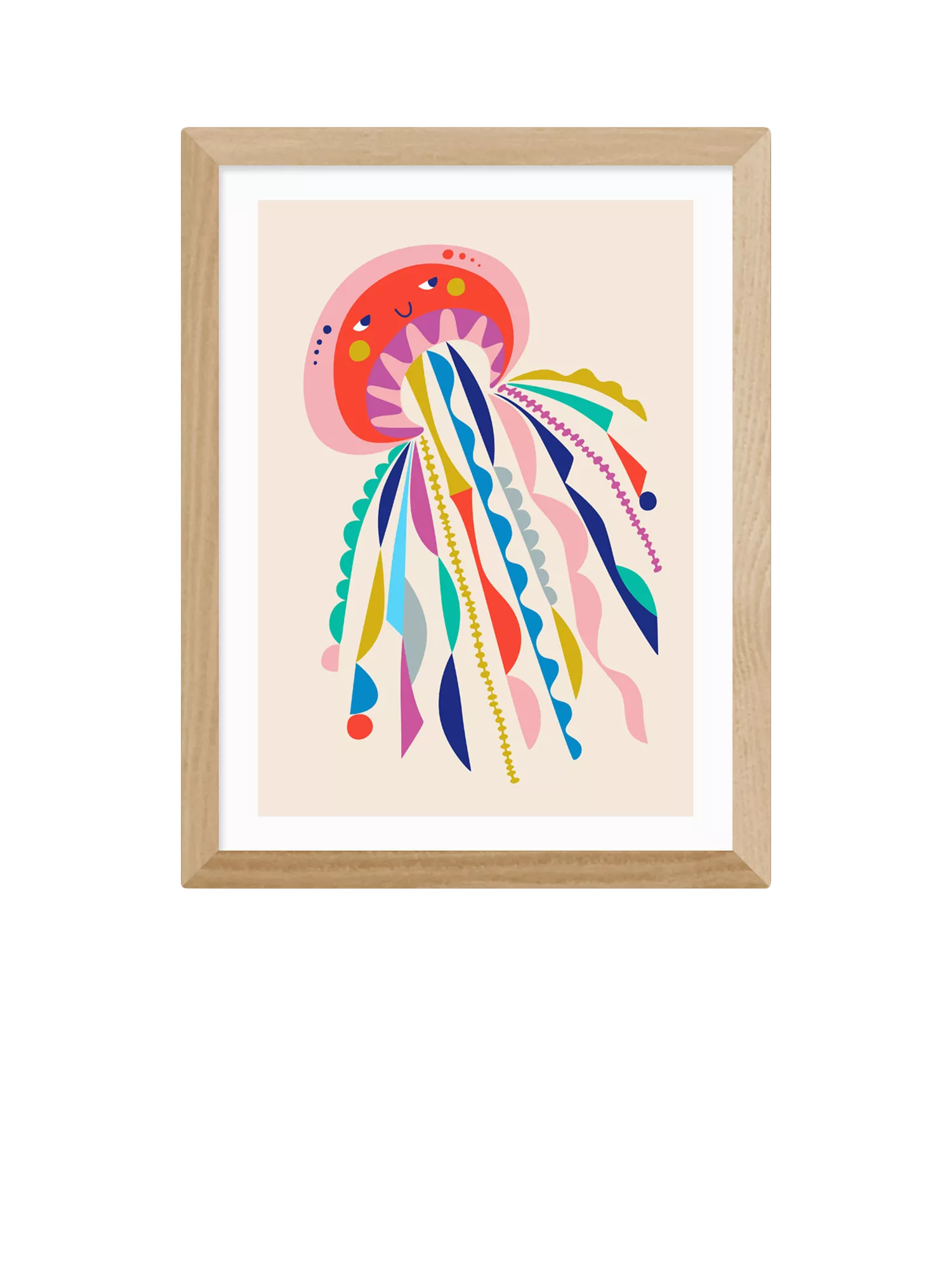 EAST END PRINTS Rachel Lee 'Jellyfish' Framed Print, Oak Frame, 33.4 x 28.4cm