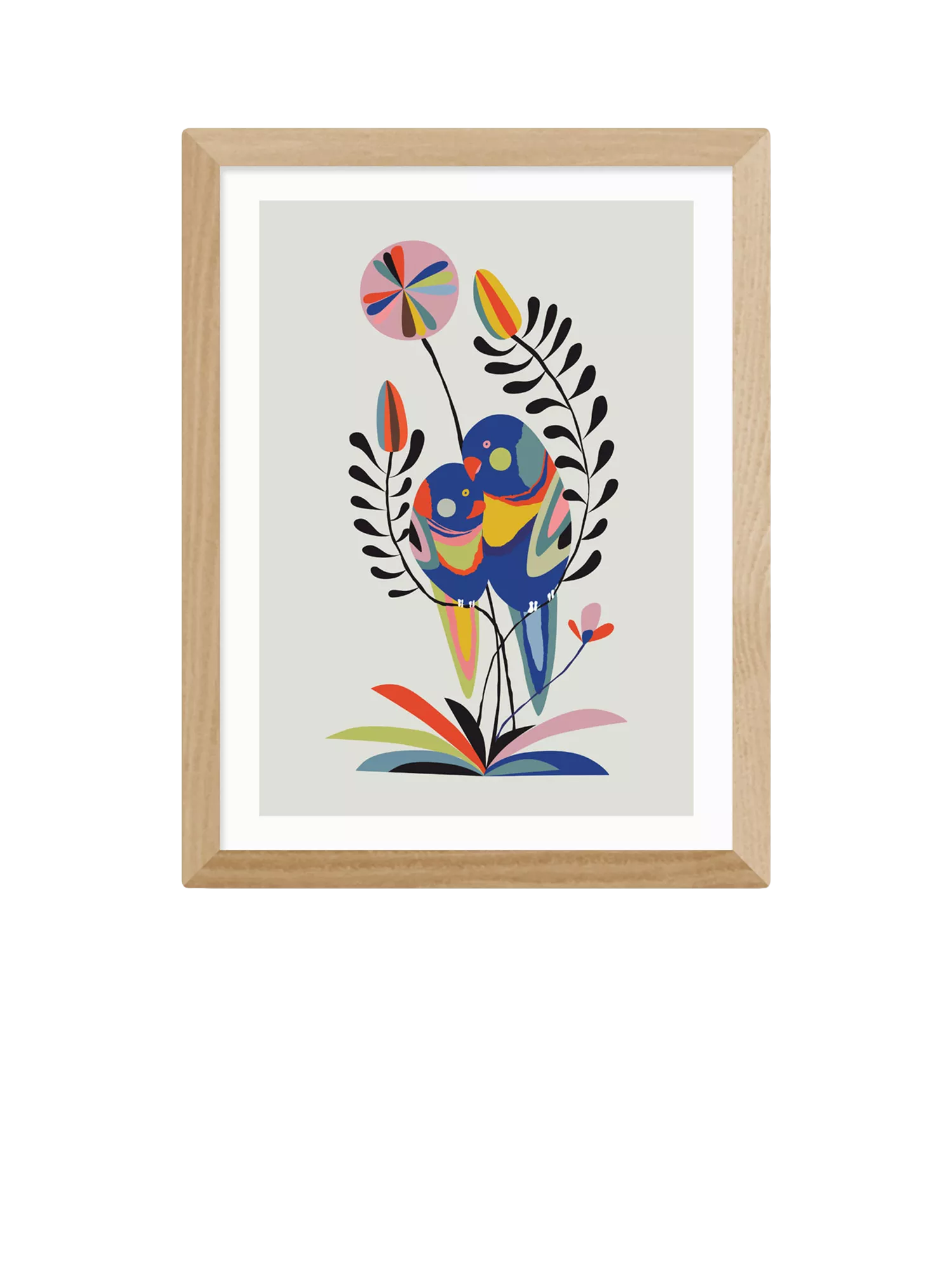 EAST END PRINTS Rachel Lee 'Rainbow Lorikeets' Framed Print 33.4 x 28.4cm