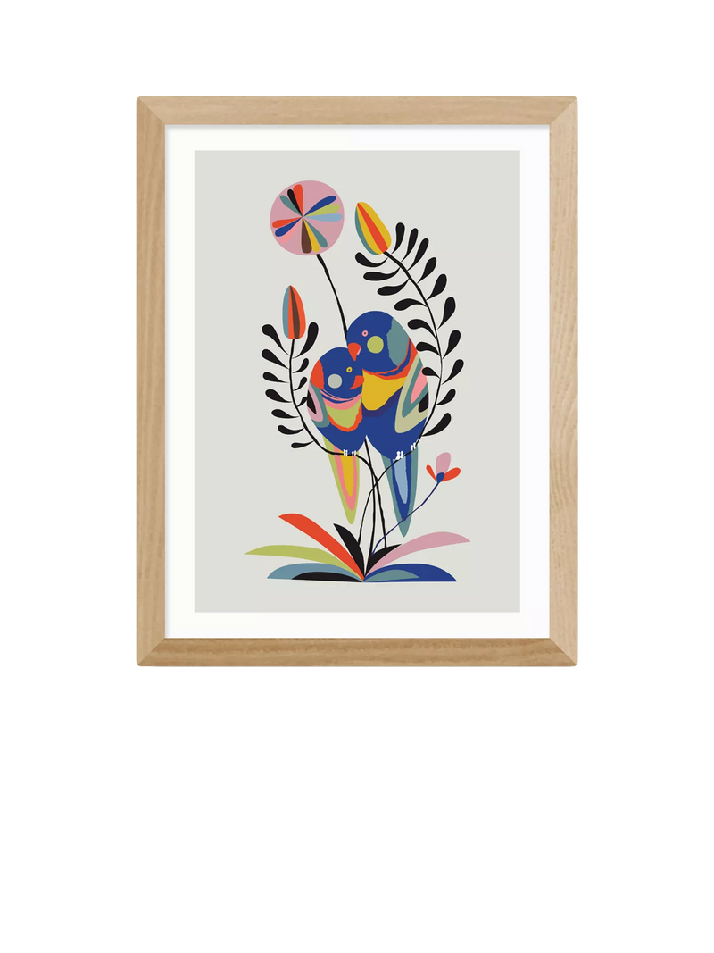 EAST END PRINTS Rachel Lee 'Rainbow Lorikeets' Framed Print 33.4 x 28.4cm
