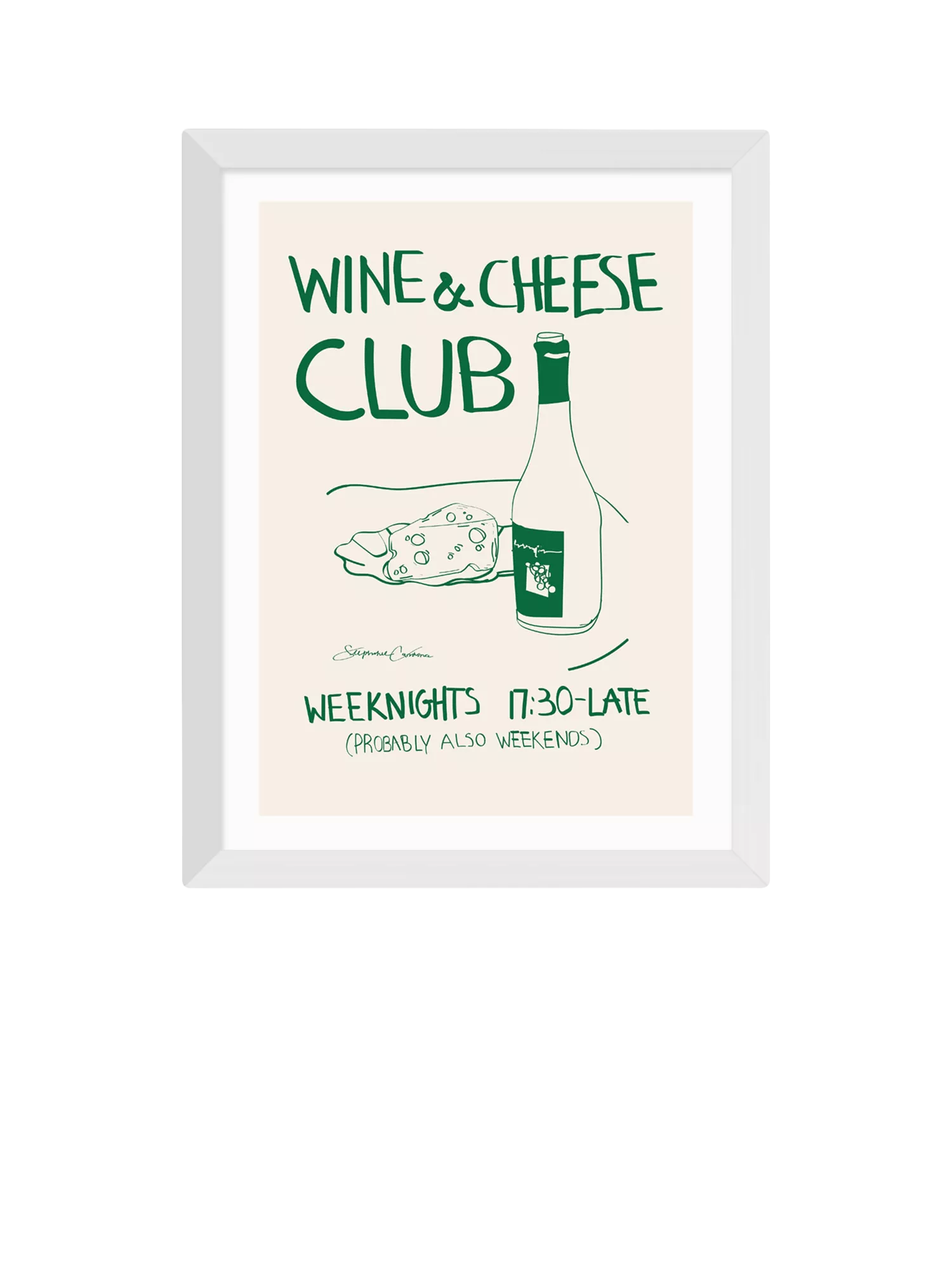 EAST END PRINTS Stephie Cardona 'Wine Cheese' Framed Art Print