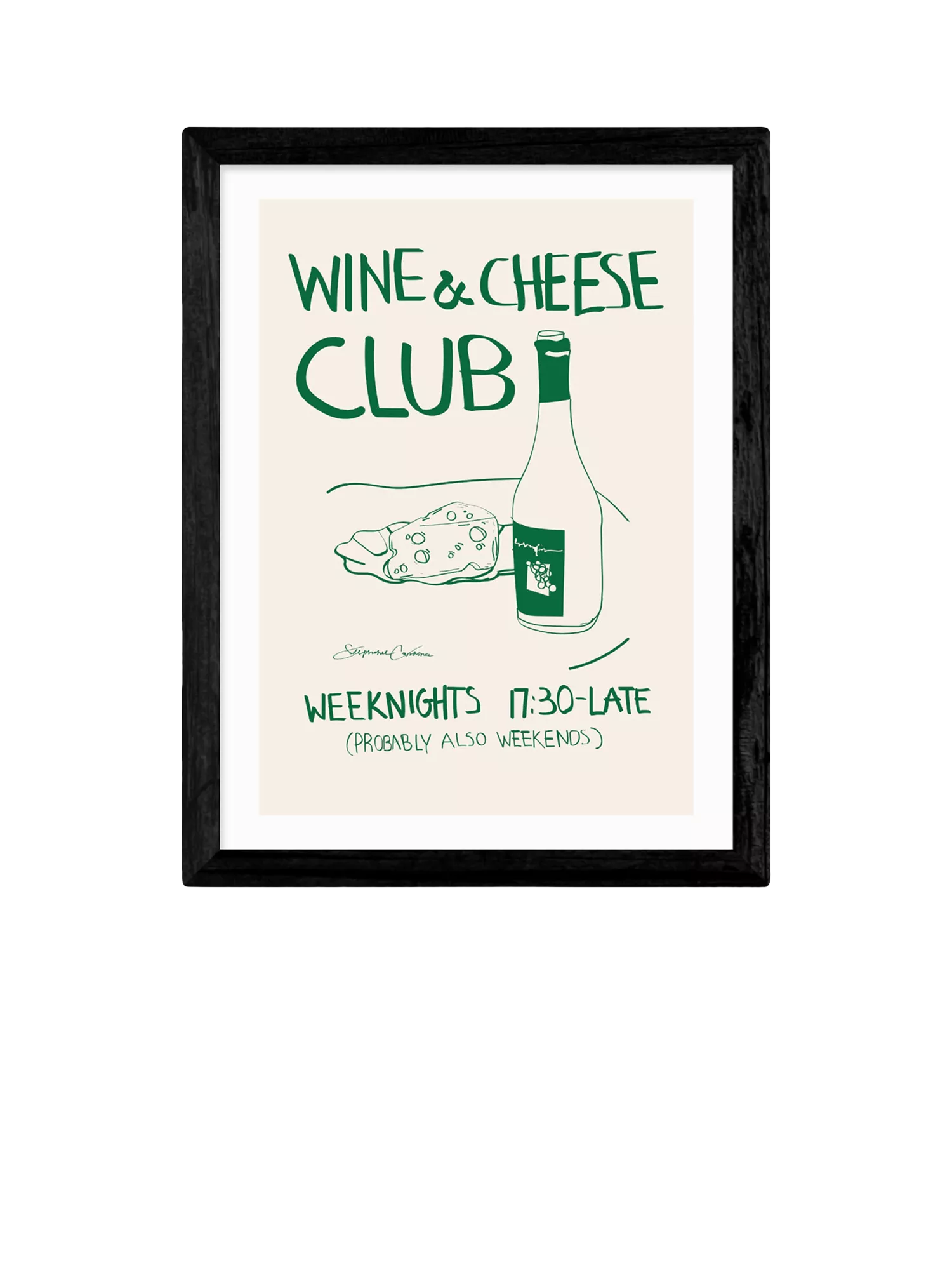 EAST END PRINTS Stephie Cardona 'Wine Cheese' Framed Art Print