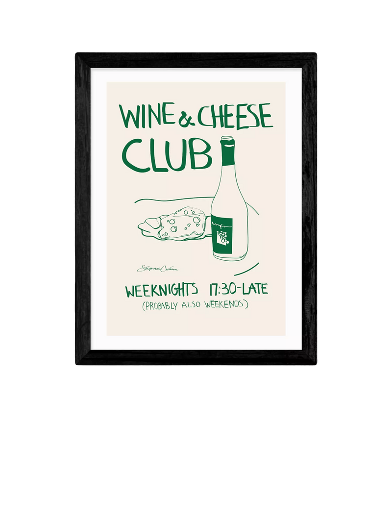 EAST END PRINTS Stephie Cardona 'Wine Cheese' Framed Art Print