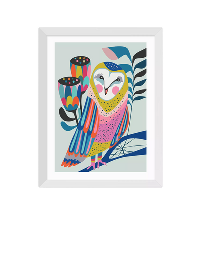 John Lewis EAST END PRINTS Rachel Lee 'Owl' Framed Print- Buy online at McGrocer