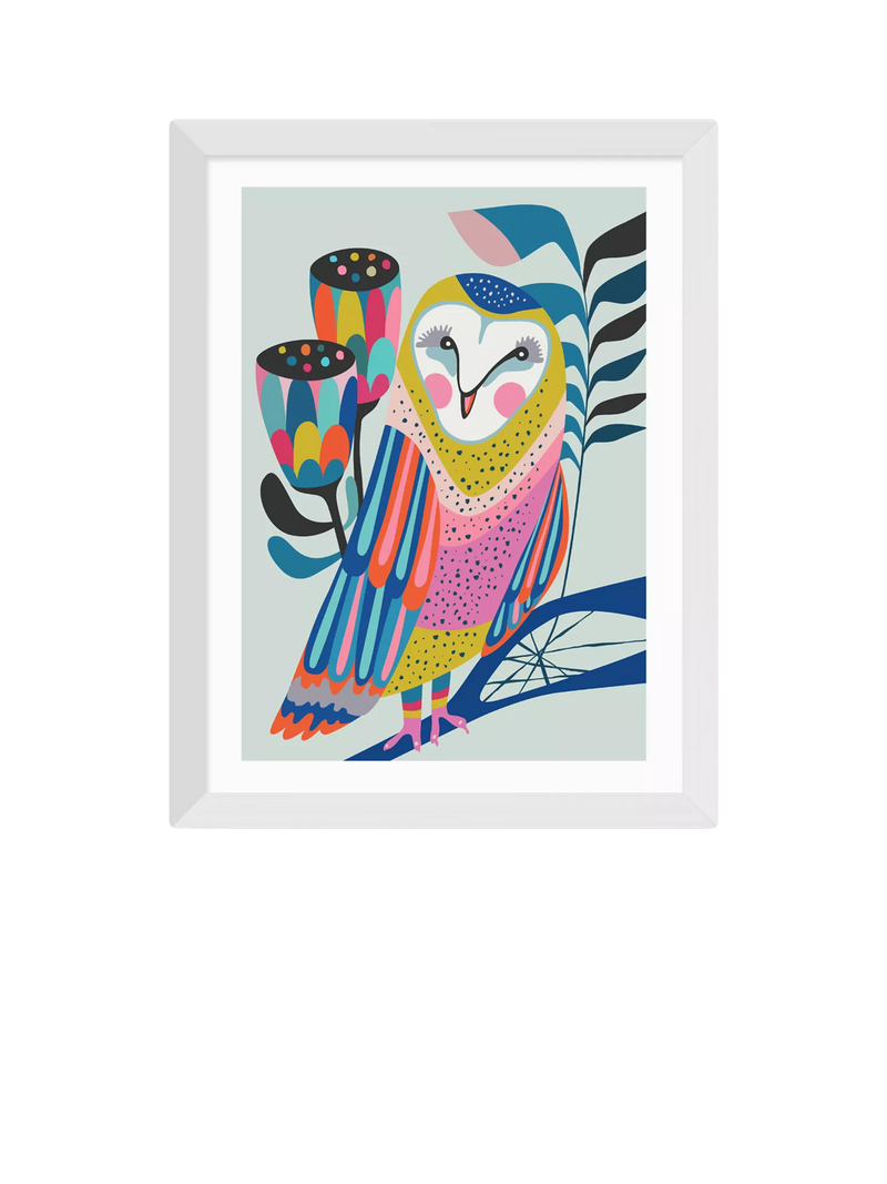 East End Prints Rachel Lee Owl framed print, imported from the UK