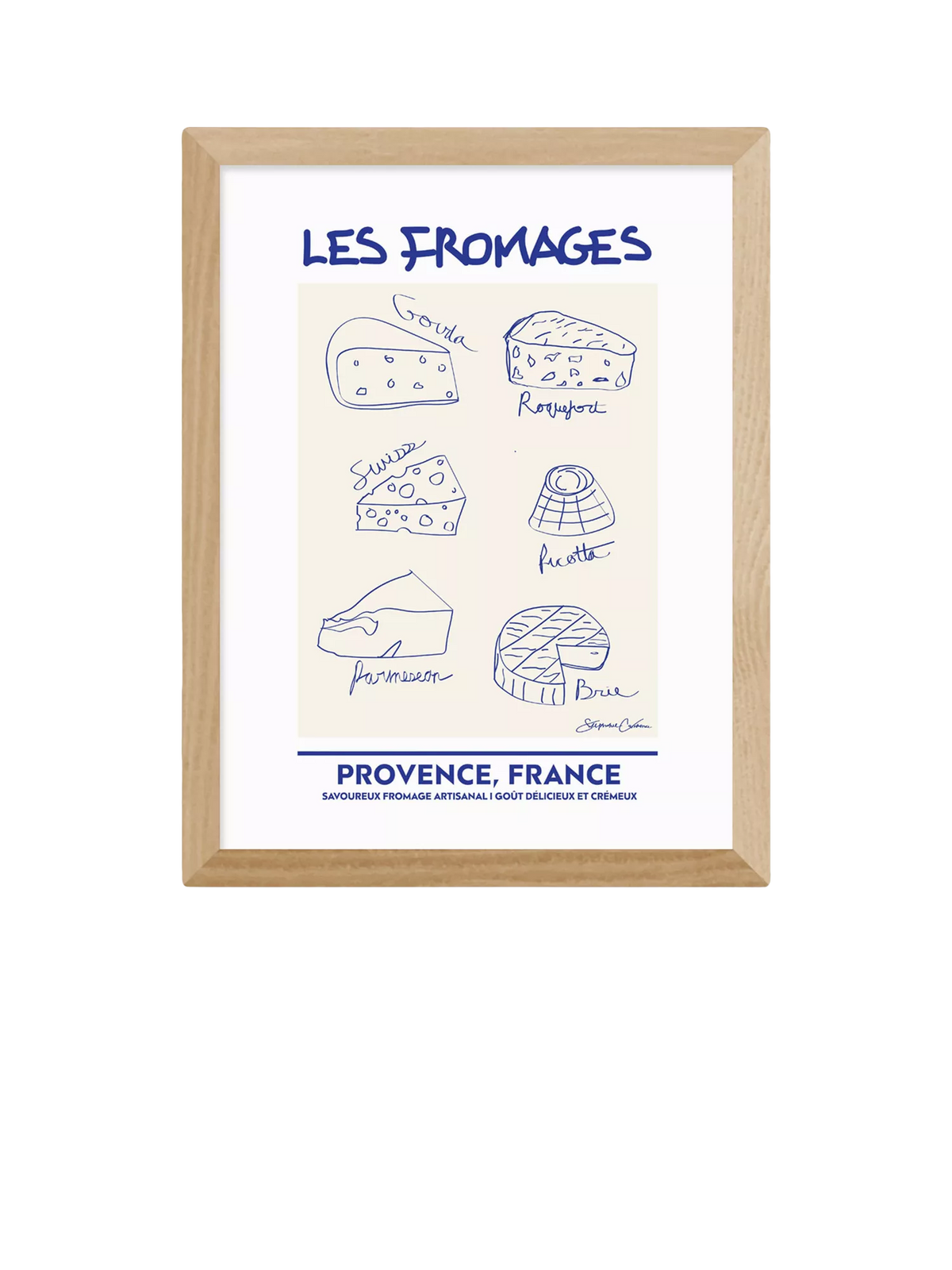 East End Prints Les Fromages framed print 33x28cm - British product