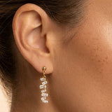 MUCHV drop earrings with baguette stones in gold 3cm, imported from the UK