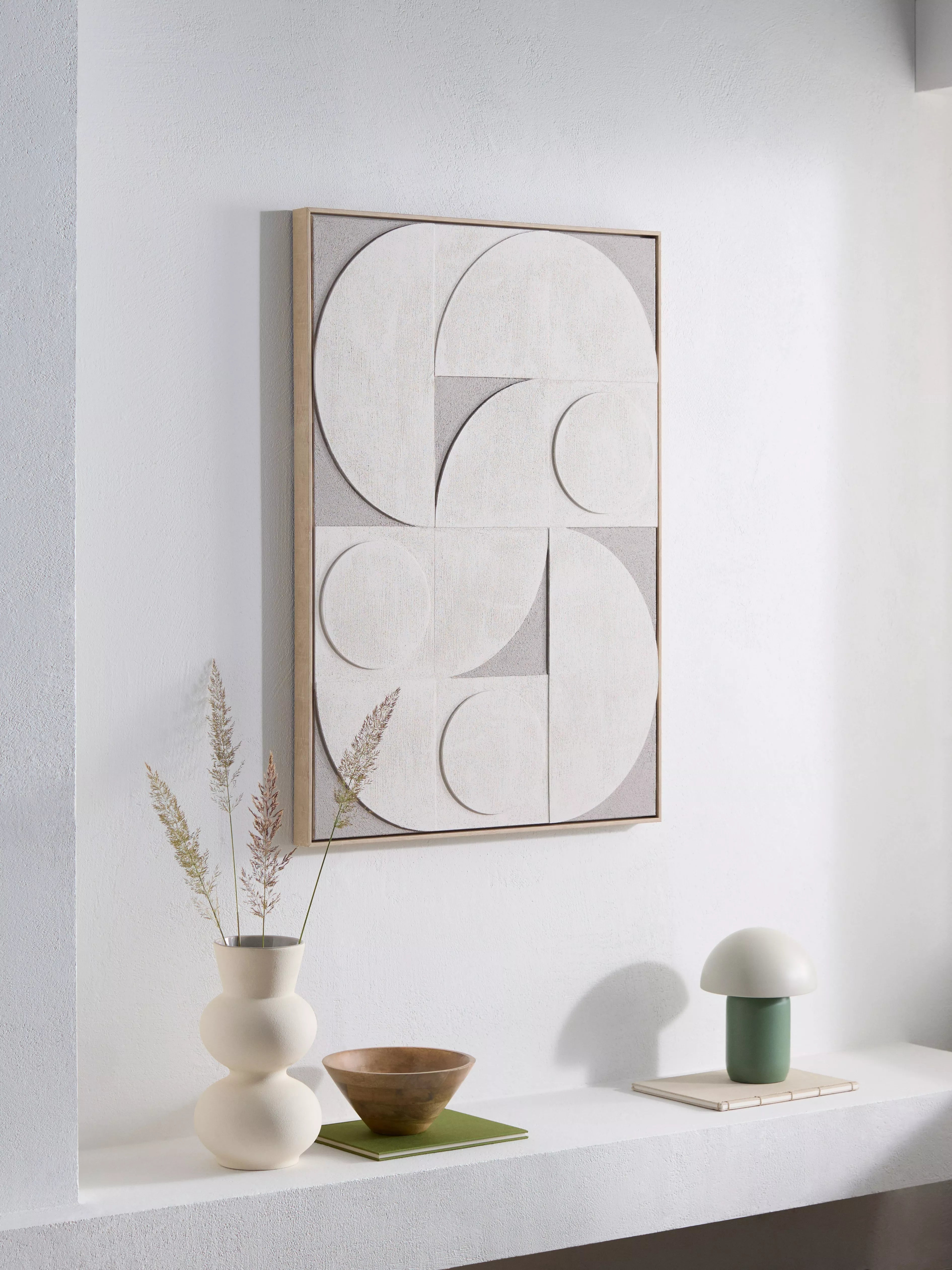 John Lewis Neutral Shapes framed hand-painted 3D canvas artwork, UK version