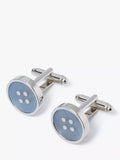 Simon Carter blue catseye button cufflinks, silver toned, gift box - British product