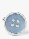 Simon Carter blue catseye button cufflinks, silver toned, gift box - British product