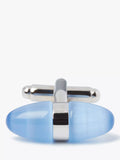 Simon Carter blue catseye egg cufflinks rhodium plated brass - British product