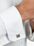 Simon Carter chequer cufflinks Mother of Pearl silver tone - British product