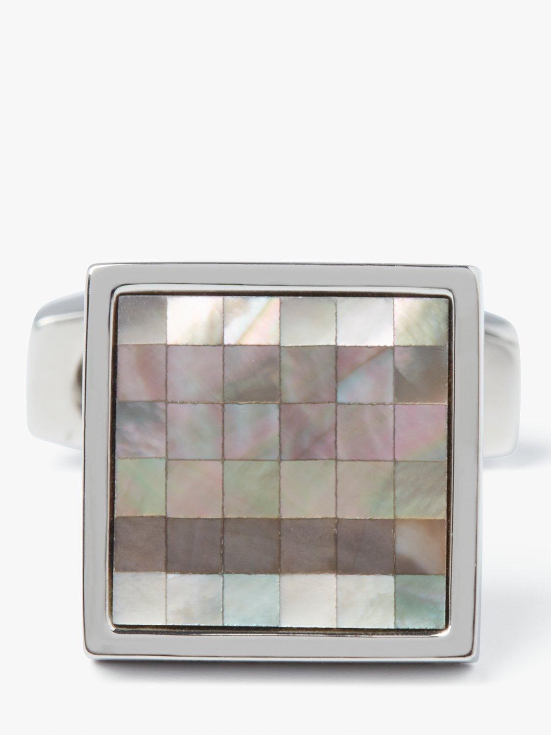 Simon Carter chequer cufflinks Mother of Pearl silver tone - British product