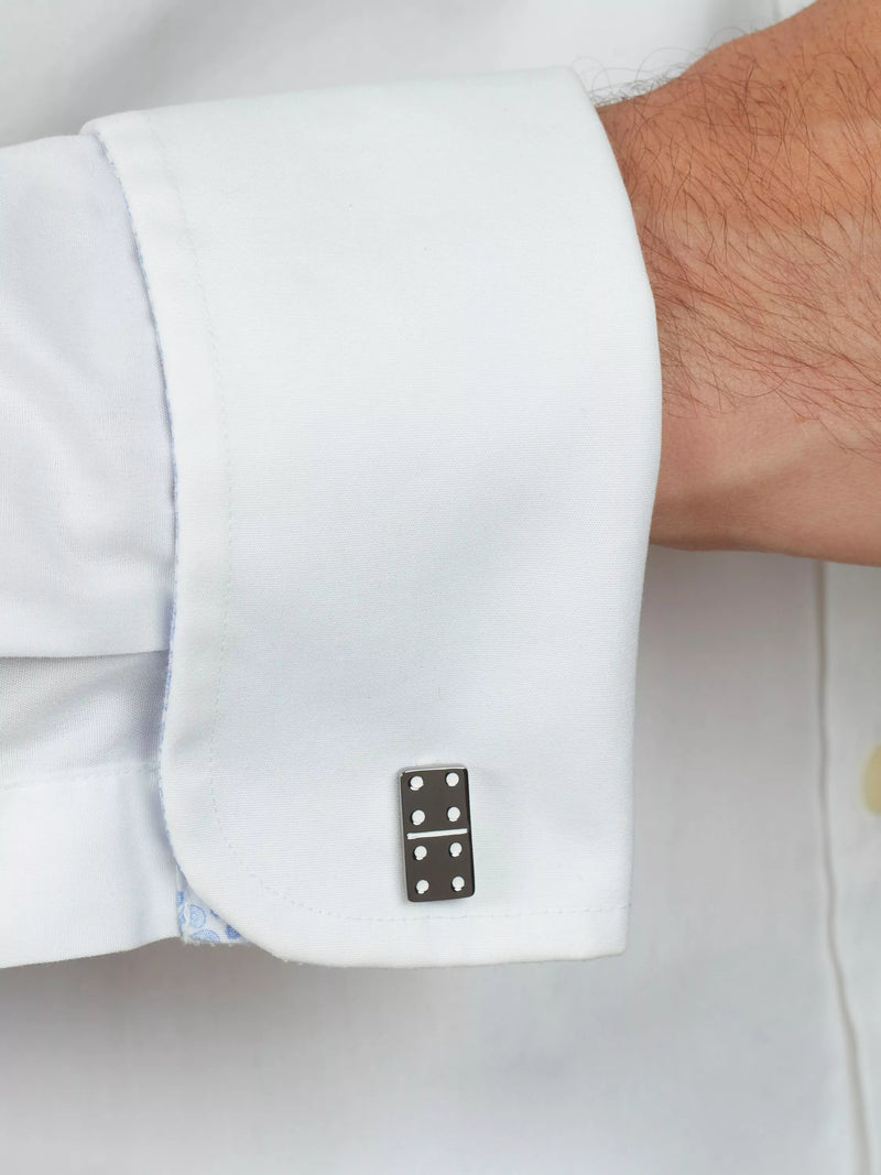 Simon Carter Domino cufflinks gunmetal, imported from the UK