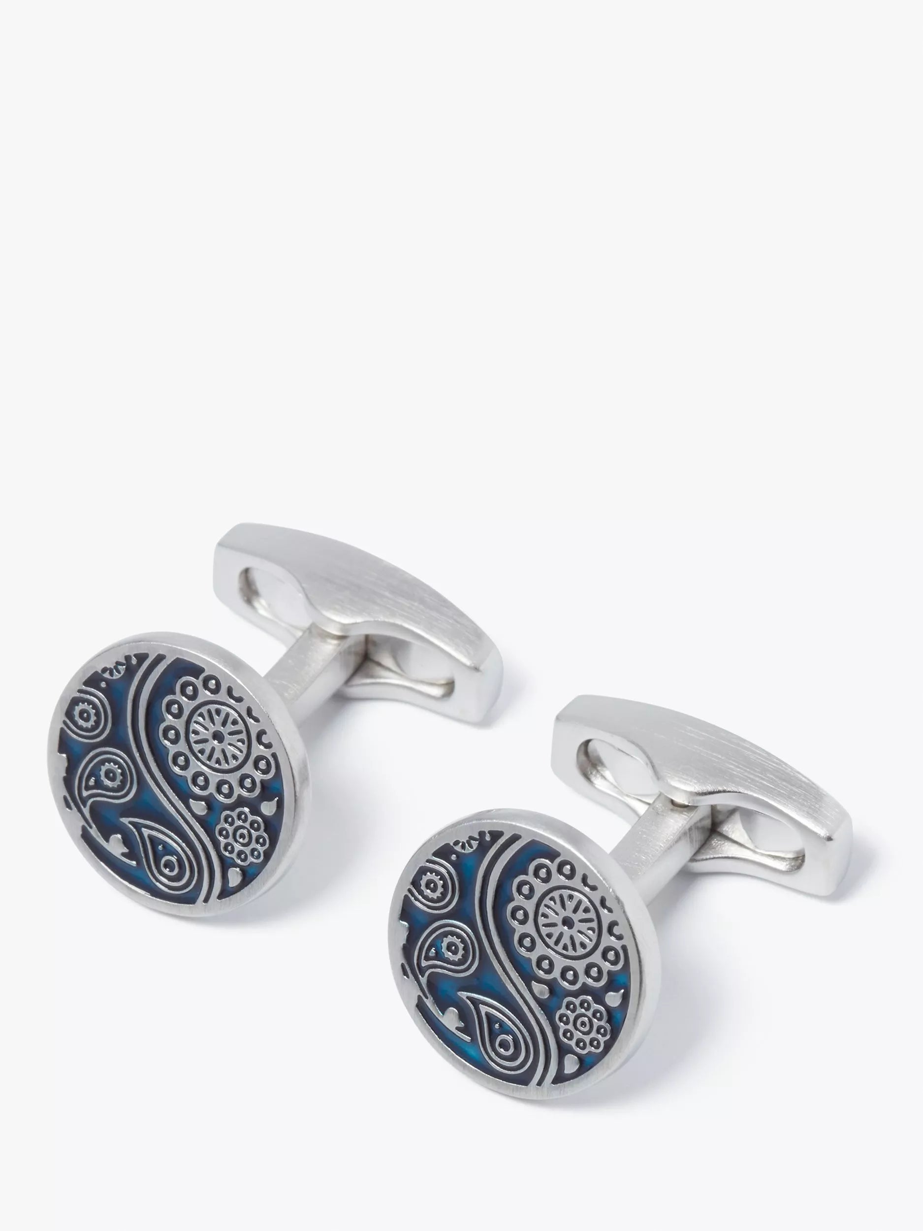 Simon Carter navy paisley cufflinks with enamel (British brand)