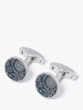 Simon Carter navy paisley cufflinks with enamel (British brand)