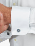 Simon Carter navy paisley cufflinks with enamel (British brand)