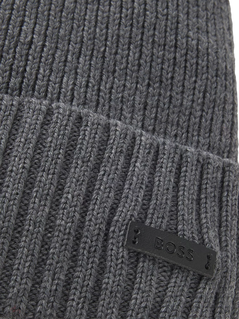 BOSS wool beanie Medium Grey, UK version
