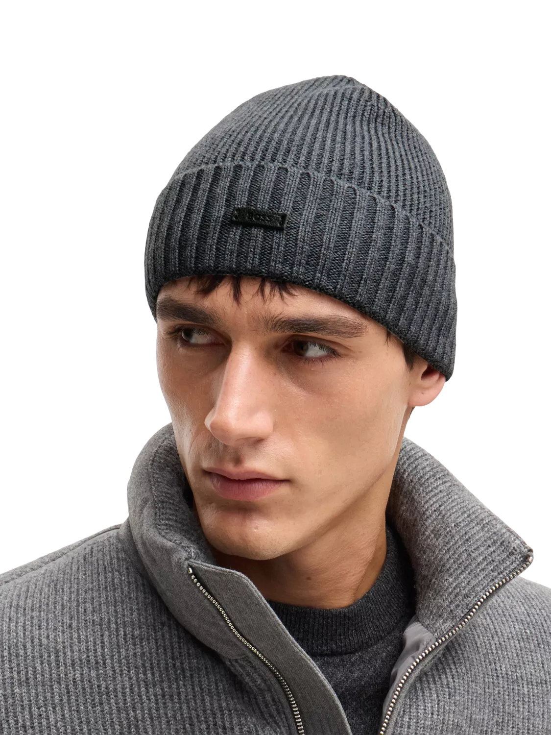 BOSS wool beanie Medium Grey, UK version