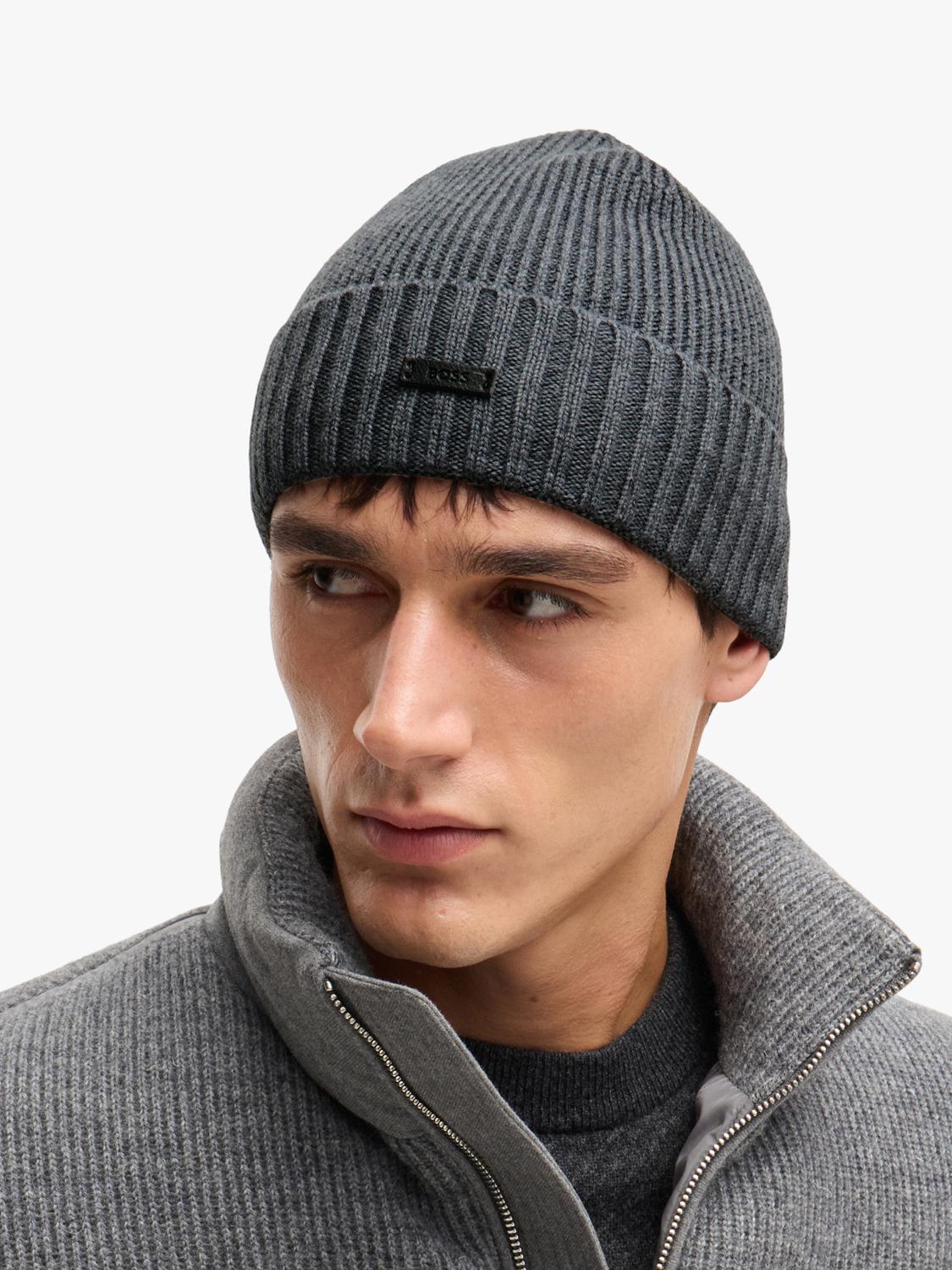 BOSS wool beanie Medium Grey, UK version