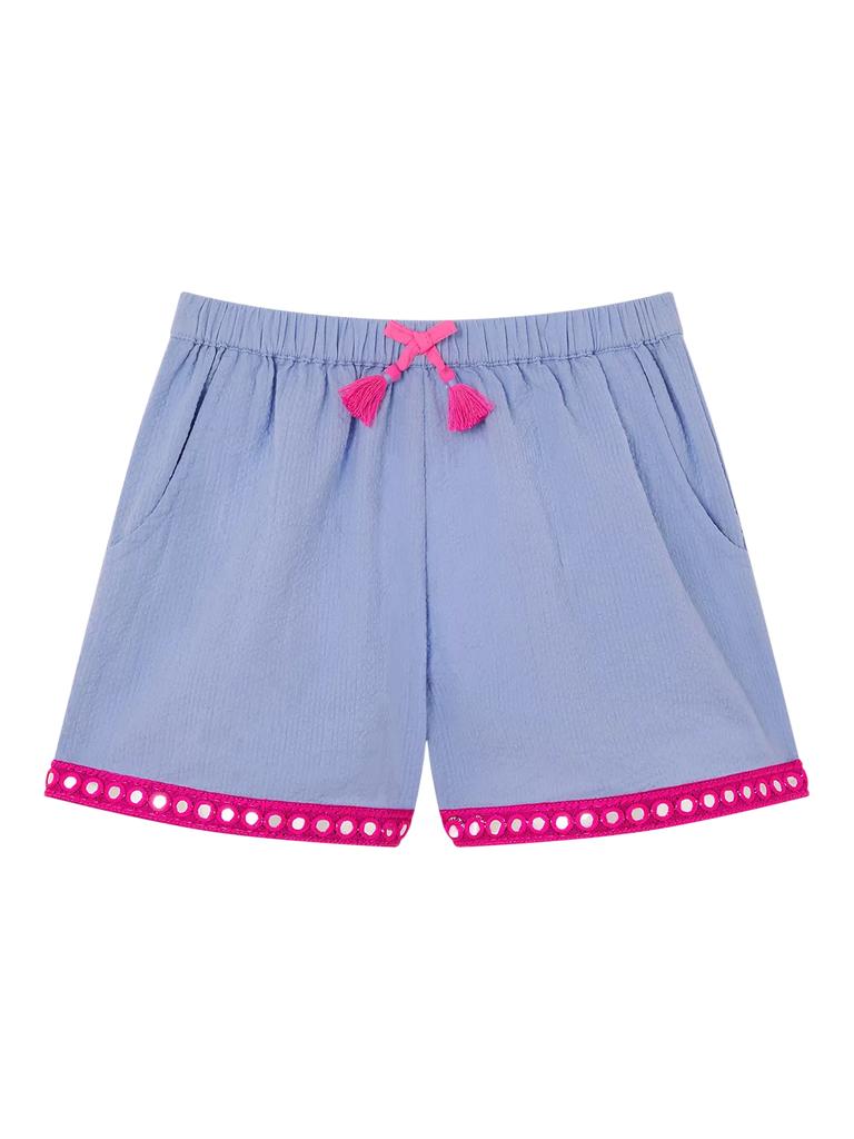 Angels by Accessorize Kids' Mirror Embellished Cotton Shorts, Blue