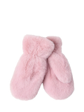 Lindex kids faux fur mittens dusty pink, UK version