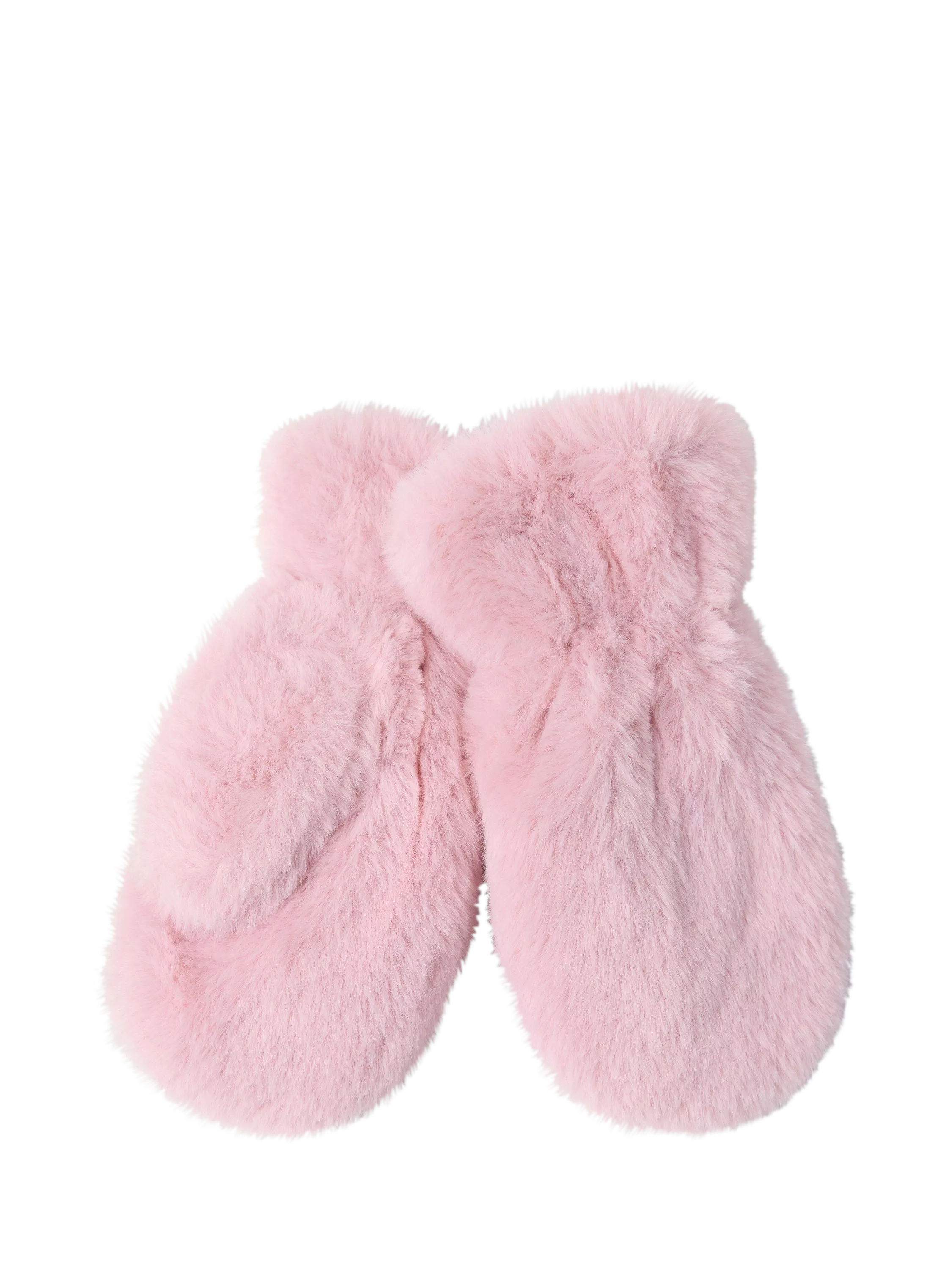 Lindex kids faux fur mittens dusty pink, UK version