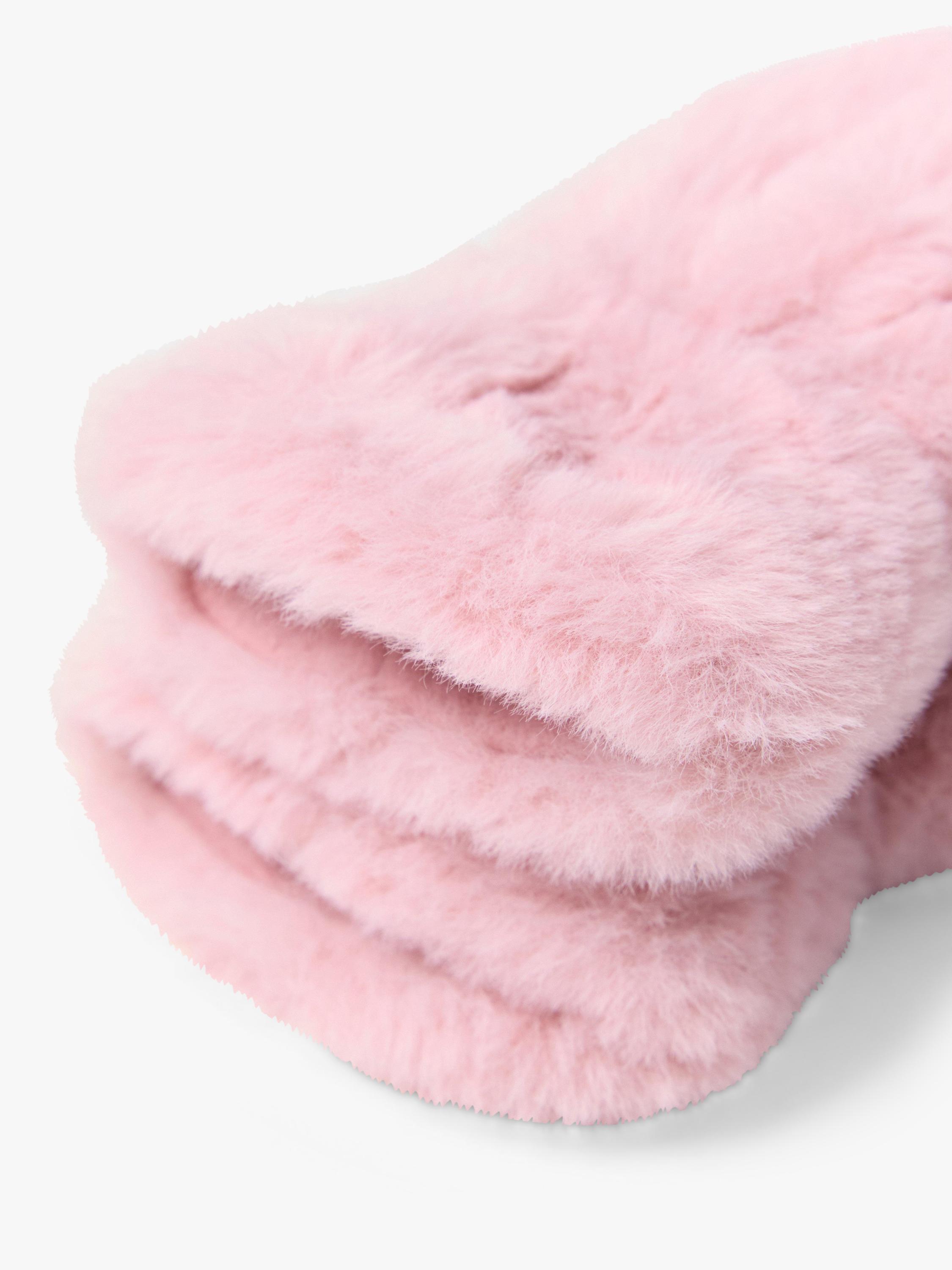 Lindex kids faux fur mittens dusty pink, UK version