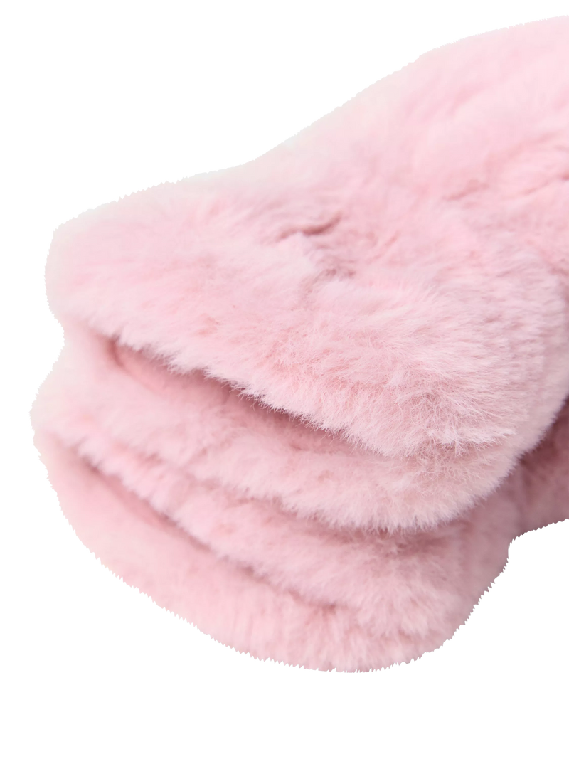 Lindex kids faux fur mittens dusty pink, UK version