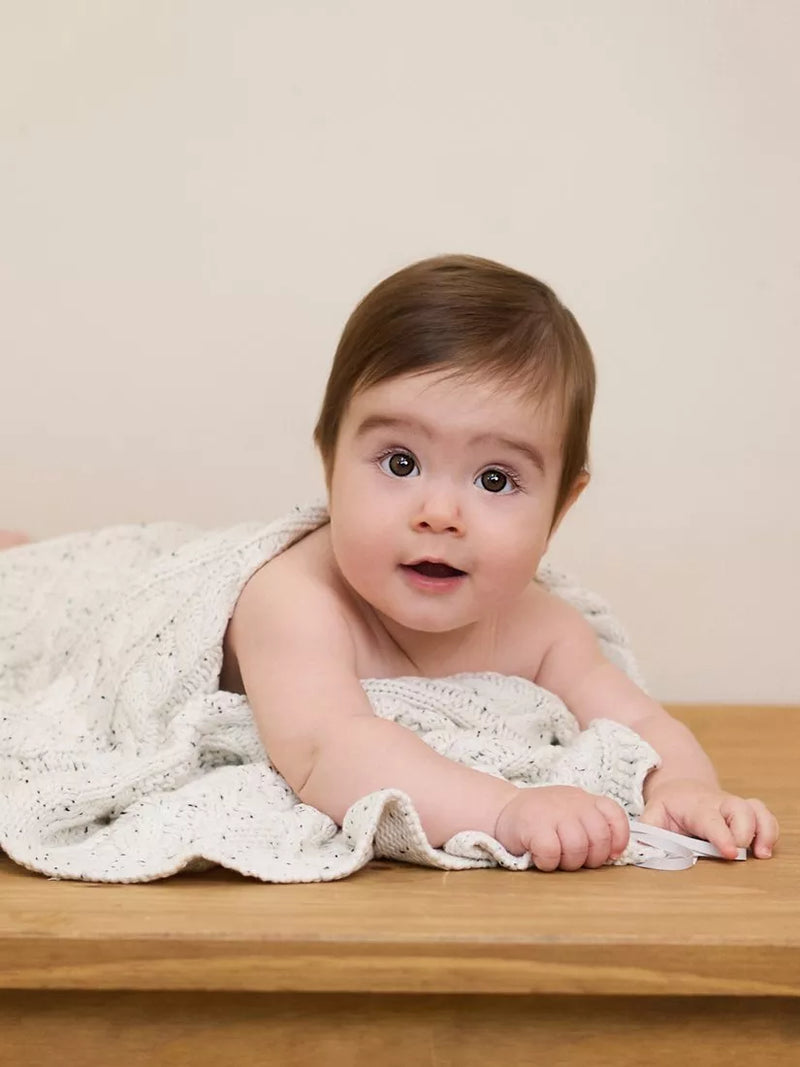 The Little Tailor baby cable knit blanket 100% cotton, imported from the UK
