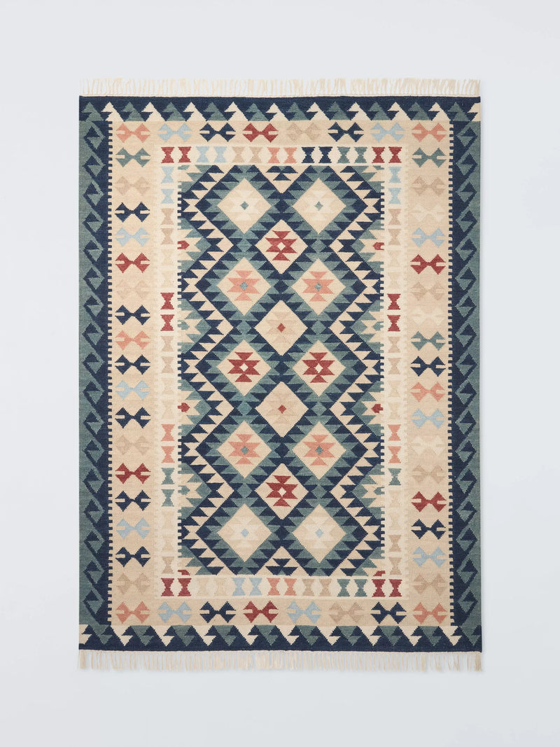 John Lewis Anika Kelim Hand Woven Wool Rich Rug, Multi, L150 x W90cm