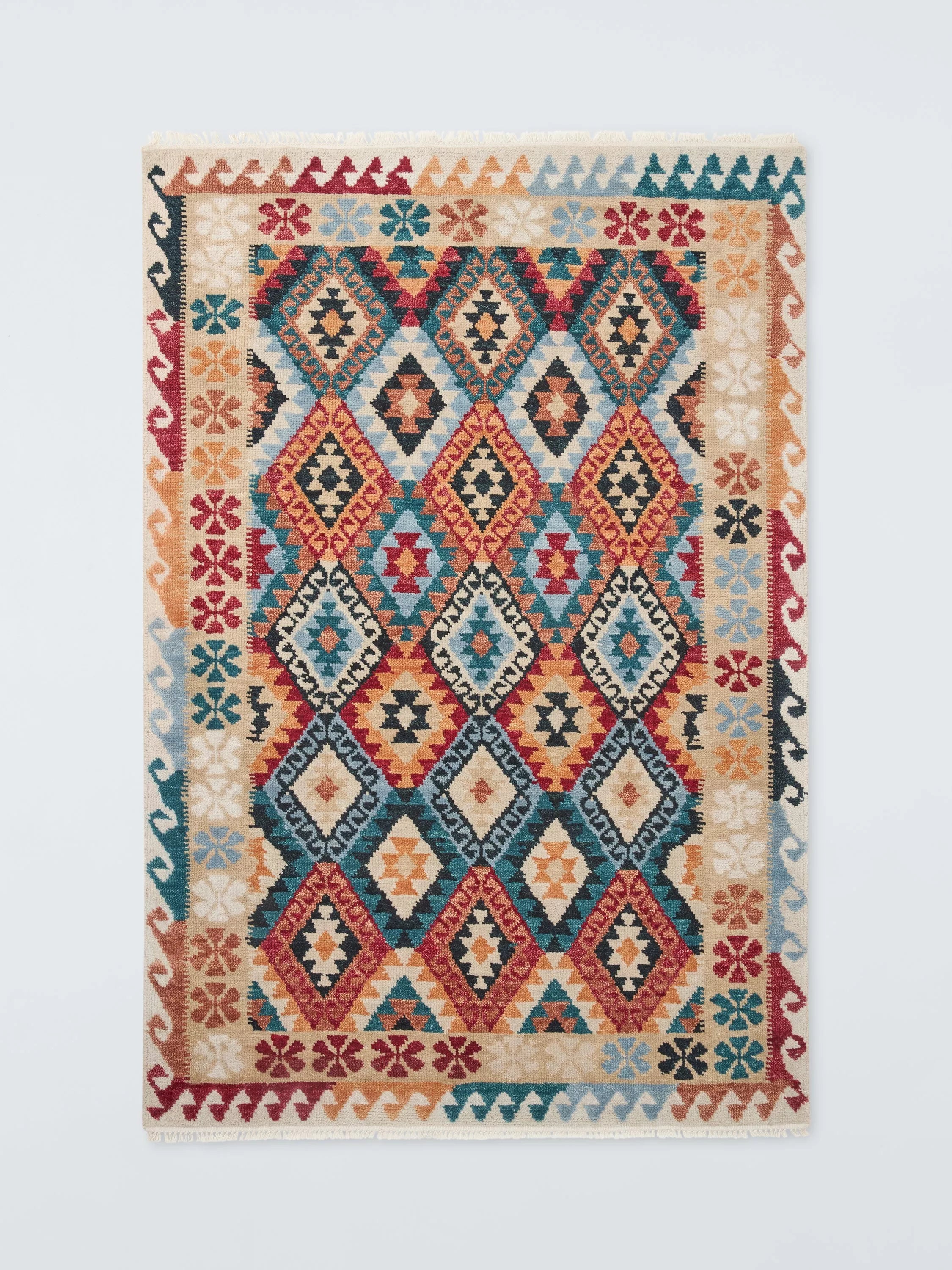 John Lewis Indira Kasak Pure Wool Rug, Multi, L150 x W90cm