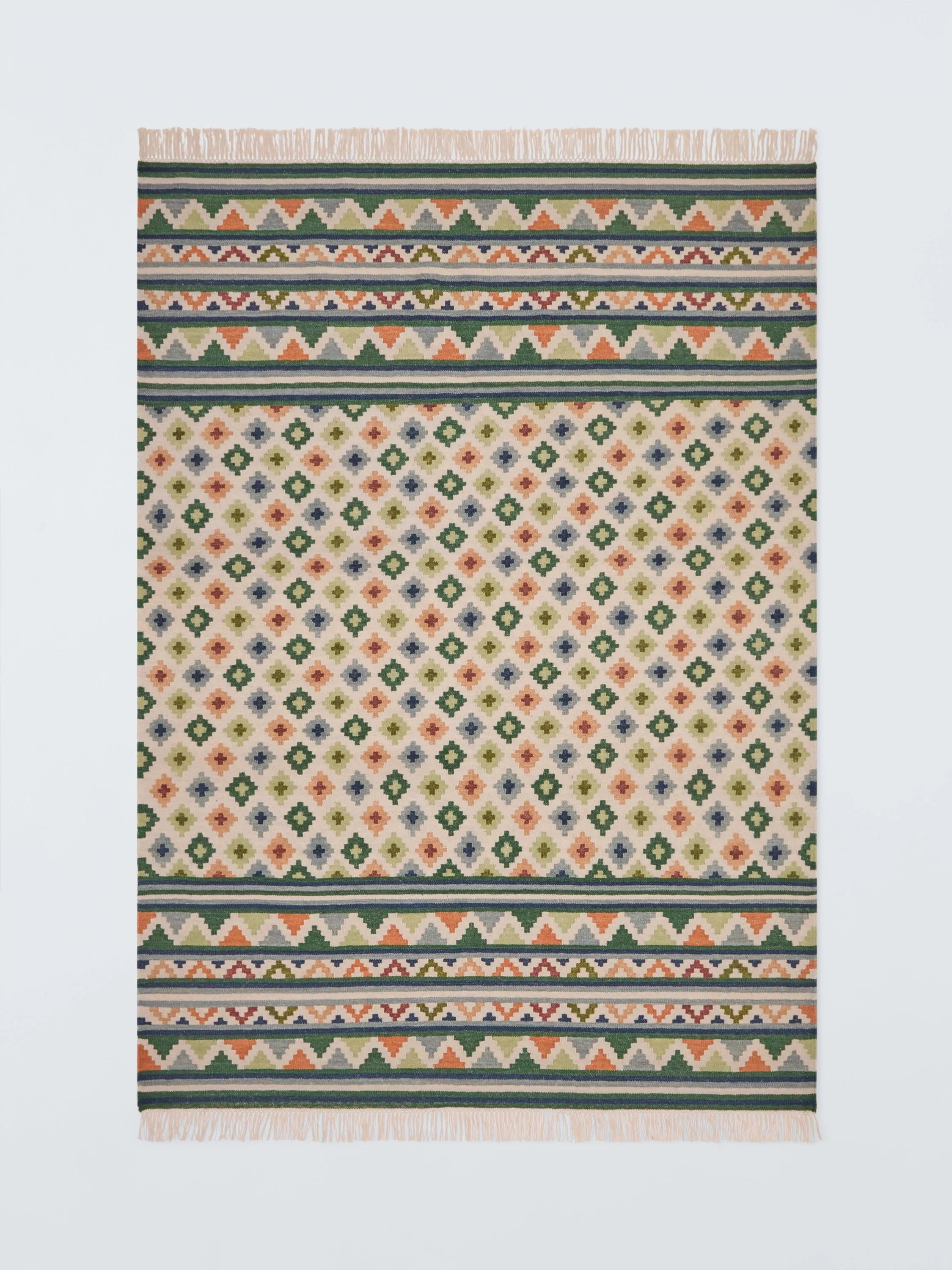 John Lewis Mori Border Rug geometric pattern wool blend (British brand)