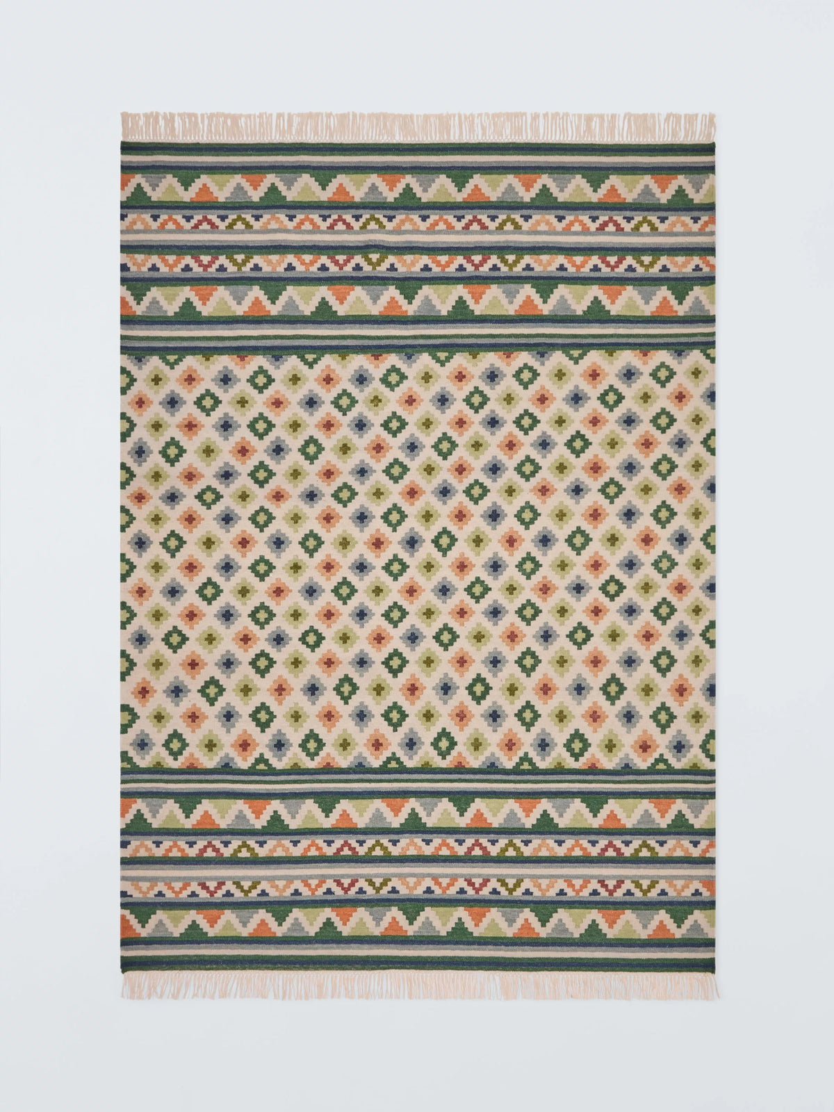 John Lewis Mori Border Rug geometric pattern wool blend (British brand)