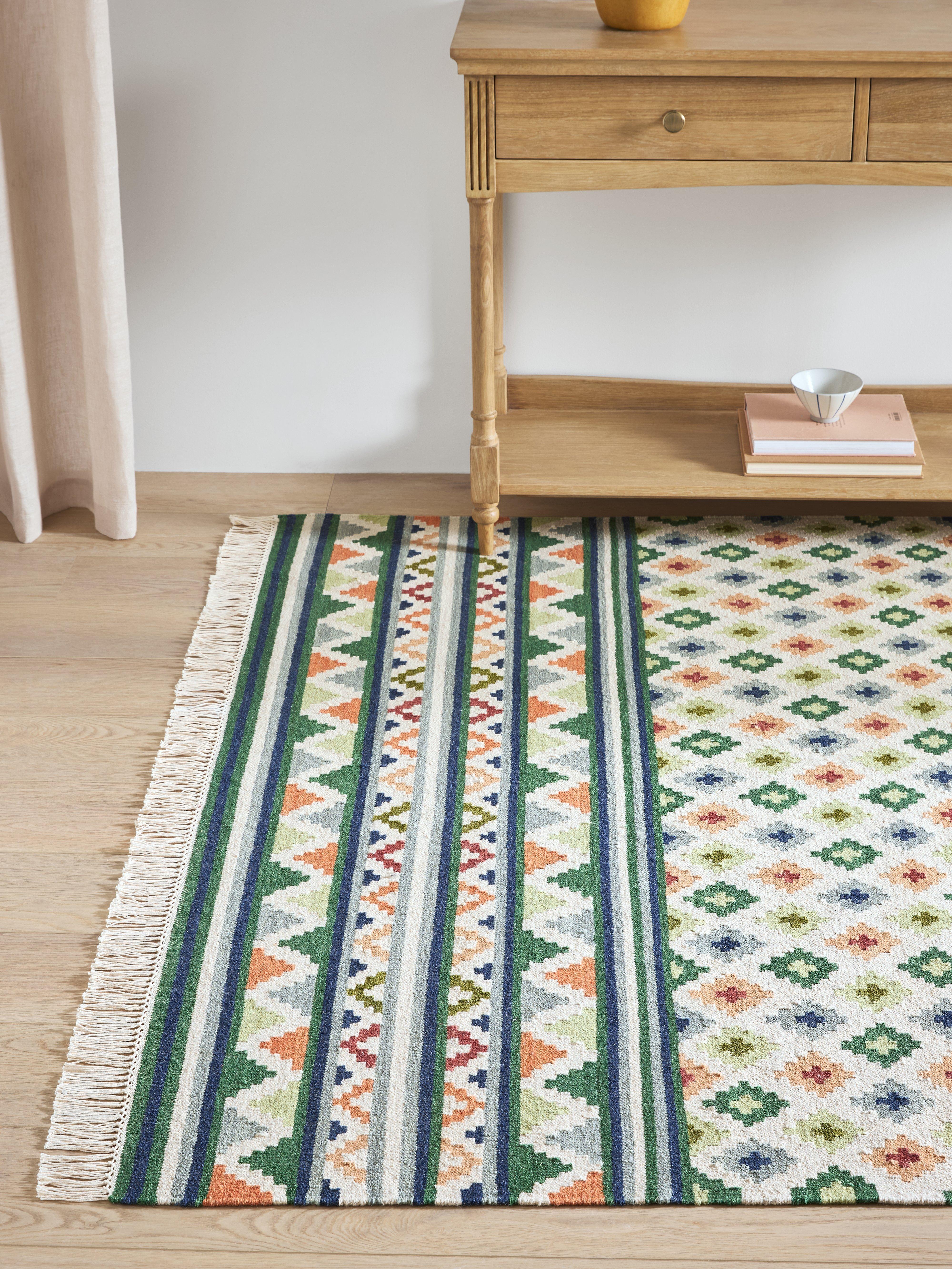 John Lewis Mori Border Rug geometric pattern wool blend (British brand)