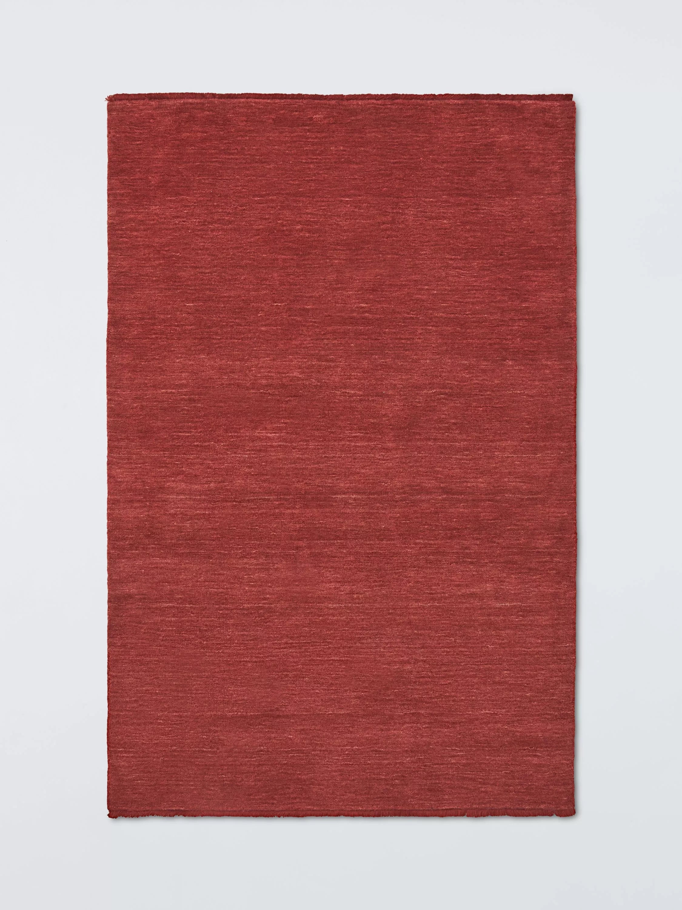 John Lewis Plain Hand Woven New Zealand Pure Wool Rug, Deep Red, L240 x W170cm