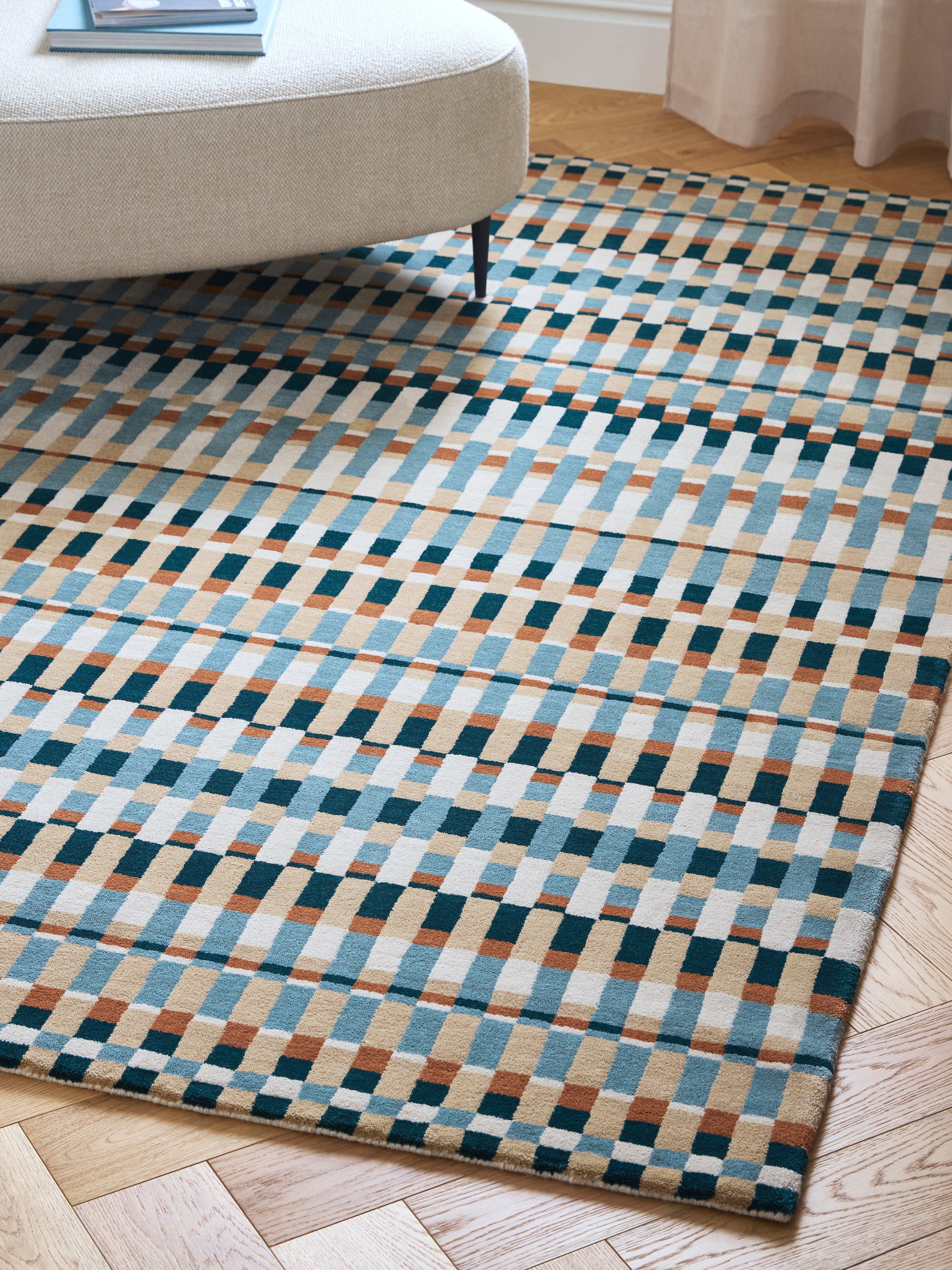 John Lewis Parallel Karomuster Teppich aus reiner Wolle 180x120cm (Britische Marke)