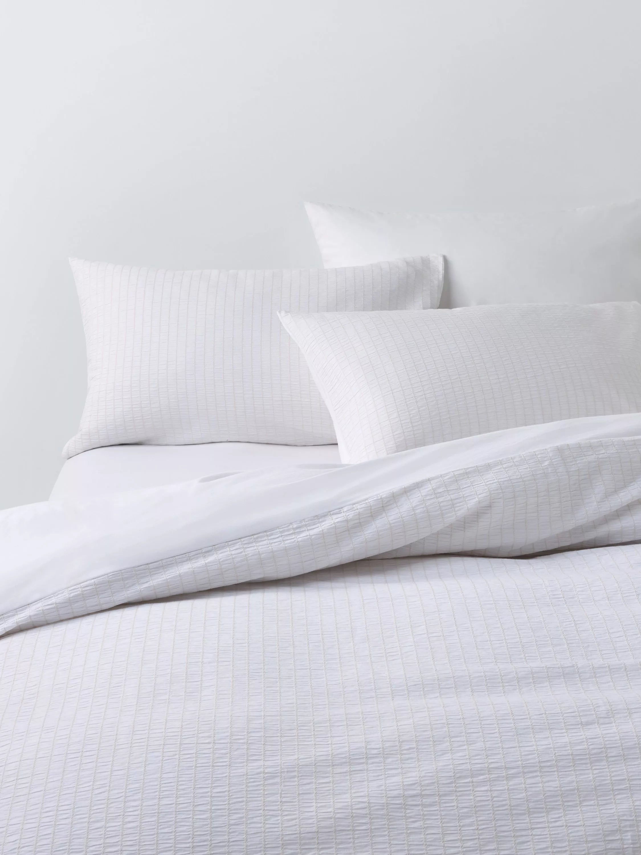 John Lewis Seersucker Pinstripe Single Duvet Cover Set, Natural