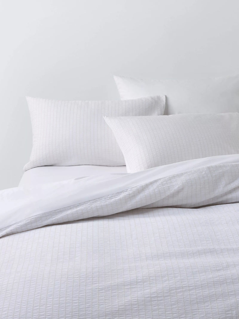 John Lewis Seersucker Pinstripe Single Duvet Cover Set, Natural